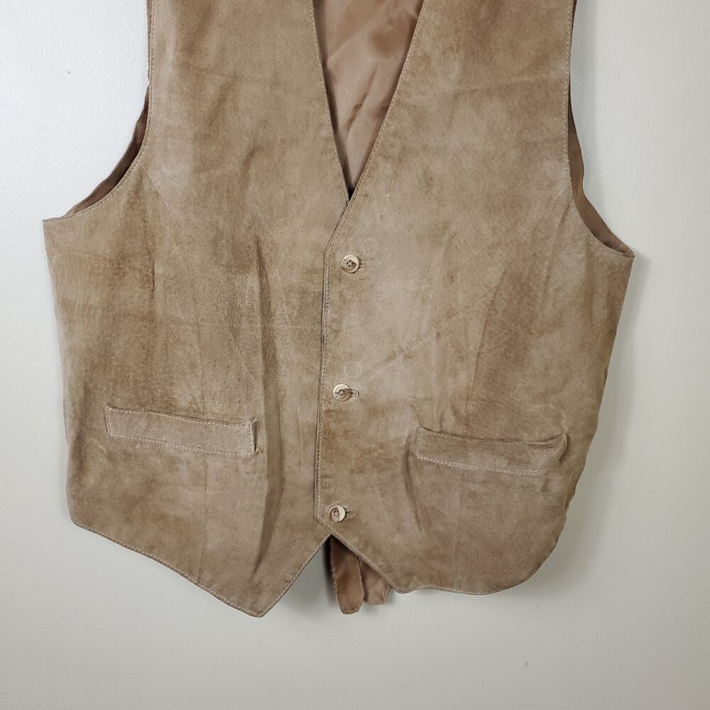 Vintage Basic Elements Leather Button-Up Vest Siz… - image 2